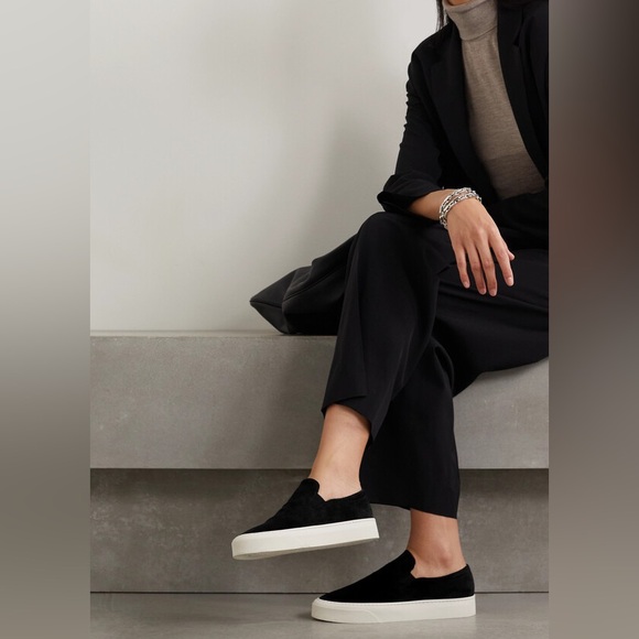 The Row Shoes - The Row Marie H Slip-On Sneakers Black Suede Ivory Chunky Sole Size 36.5 / 6.5